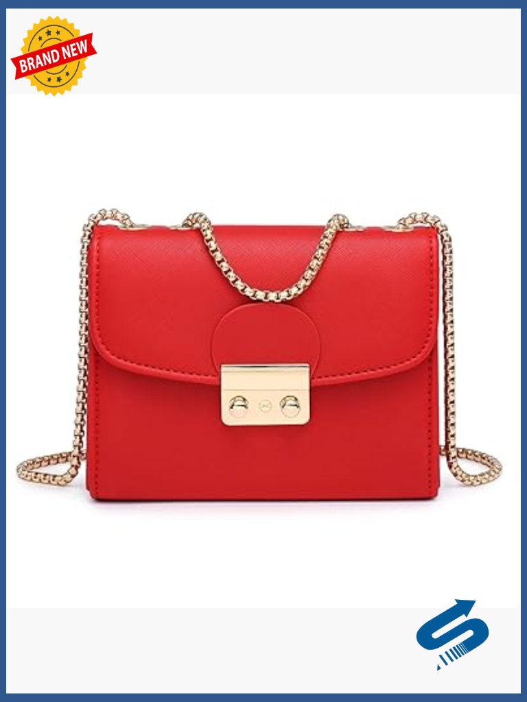 Small Crossbody Bag With Double Chain Strap - Mini Clutch Purse For Evening